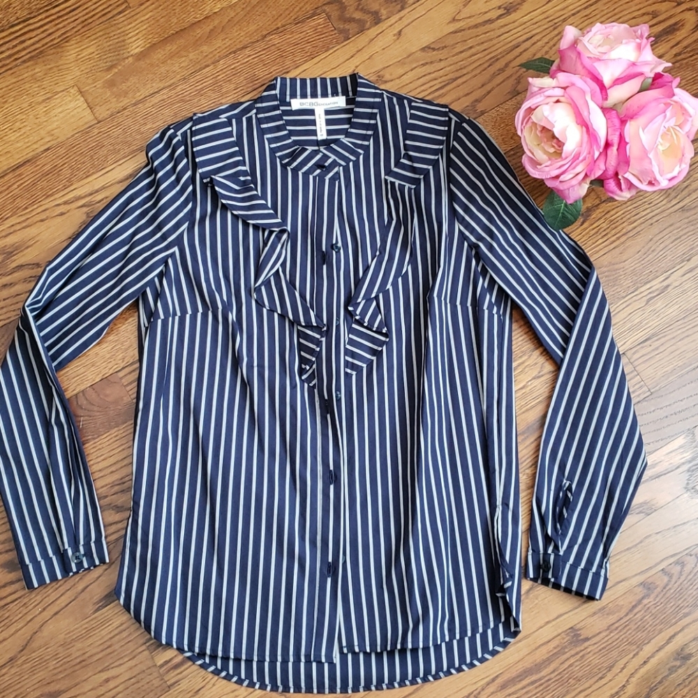 BCBG Generation Ruffled Button-down Size XS